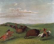 Buffalo Chase with Bows and Lances